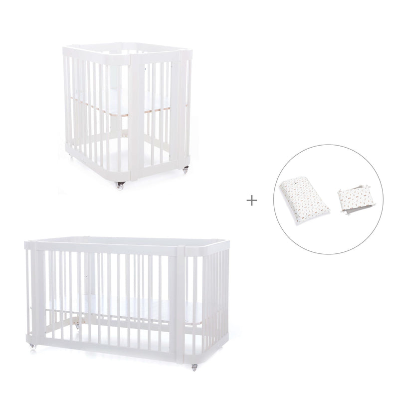 Crib, cot and bed all-in-one (4in1) Crea Tre White 60x80 and 70x140 - C301