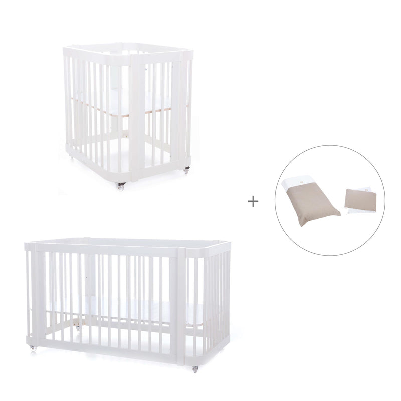 Babywiege, Babybett und Bett All-in-One (4in1) weiß · Crea Tre Bianco C301-M1100