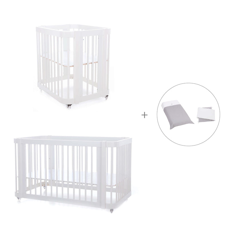 Babywiege, Babybett und Bett All-in-One (4in1) weiß · Crea Tre Bianco C301-M1100