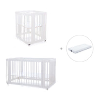 Babywiege, Babybett und Bett All-in-One (4in1) weiß · Crea Tre Bianco C301-M1100