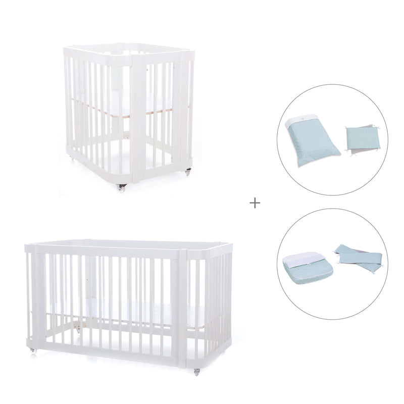 Babywiege, Babybett und Bett All-in-One (4in1) weiß · Crea Tre Bianco C301-M1100