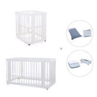 Babywiege, Babybett und Bett All-in-One (4in1) weiß · Crea Tre Bianco C301-M1100