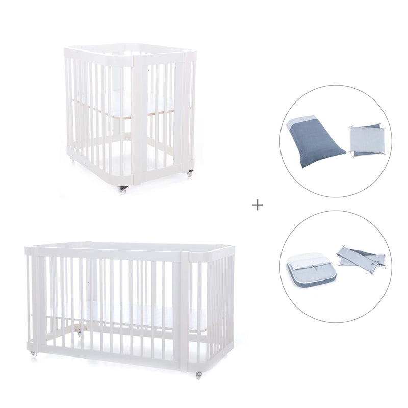 White crib, cot and bed all-in-one (4in1) · Crea Tre Bianco C301-M1100