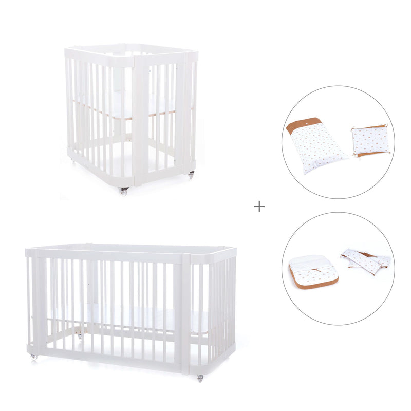 White crib, cot and bed all-in-one (4in1) · Crea Tre Bianco C301-M1100