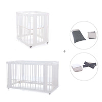 Babywiege, Babybett und Bett All-in-One (4in1) weiß · Crea Tre Bianco C301-M1100