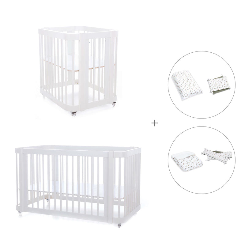 Babywiege, Babybett und Bett All-in-One (4in1) weiß · Crea Tre Bianco C301-M1100