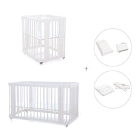 Babywiege, Babybett und Bett All-in-One (4in1) weiß · Crea Tre Bianco C301-M1100