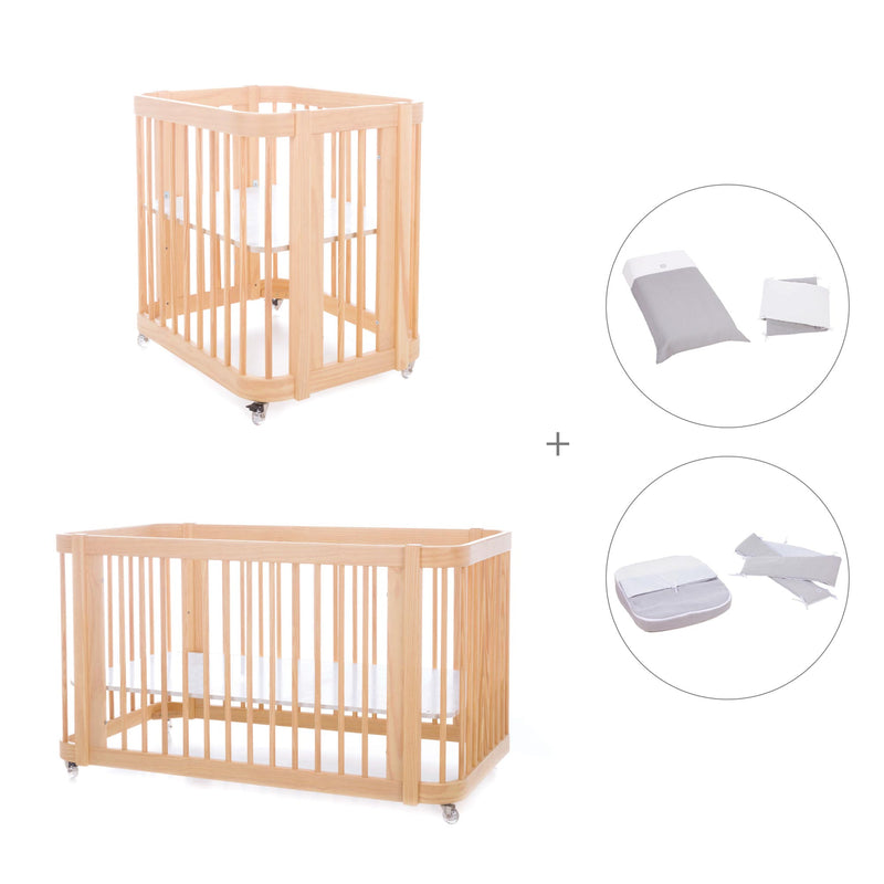 Wooden crib, cot and bed all-in-one (4in1) · Crea Tre Nomad C301-M5000