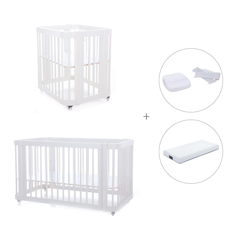 White crib, cot and bed all-in-one (4in1) · Crea Tre Bianco C301-M1100