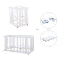 Babywiege, Babybett und Bett All-in-One (4in1) weiß · Crea Tre Bianco C301-M1100