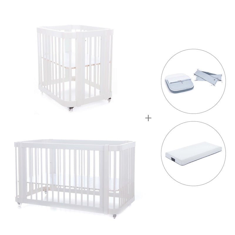 White crib, cot and bed all-in-one (4in1) · Crea Tre Bianco C301-M1100