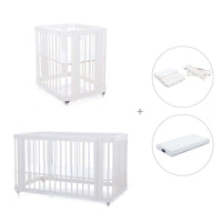 Babywiege, Babybett und Bett All-in-One (4in1) weiß · Crea Tre Bianco C301-M1100