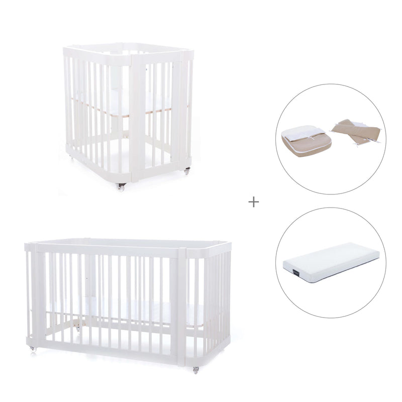 Berceau, lit bébé et lit d'enfant (4in1) en blanc · Crea Tre Bianco C301-M1100