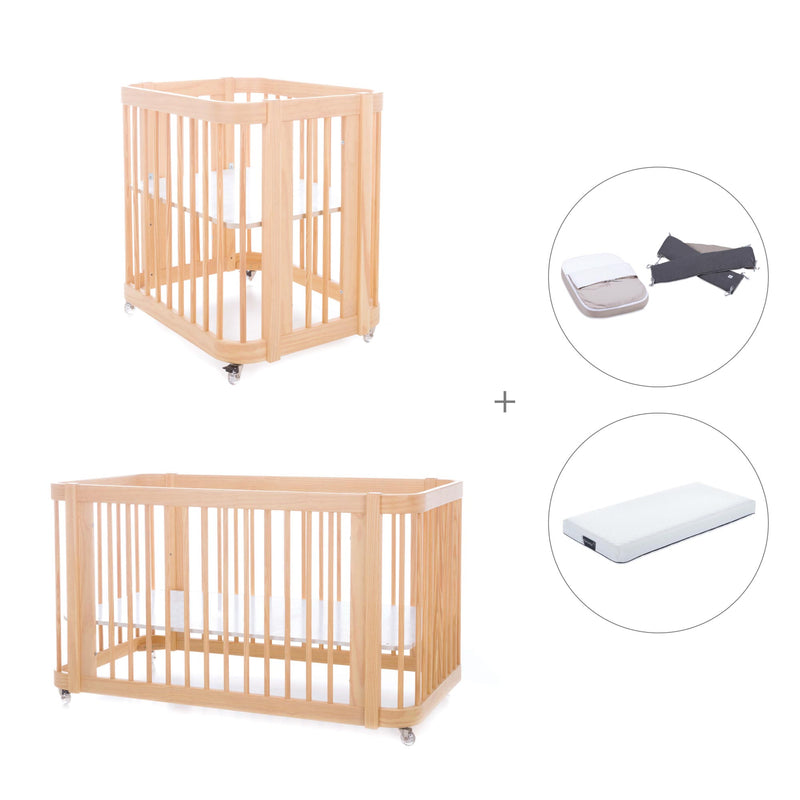 Wooden crib, cot and bed all-in-one (4in1) · Crea Tre Nomad C301-M5000