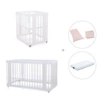 Babywiege, Babybett und Bett All-in-One (4in1) weiß · Crea Tre Bianco C301-M1100