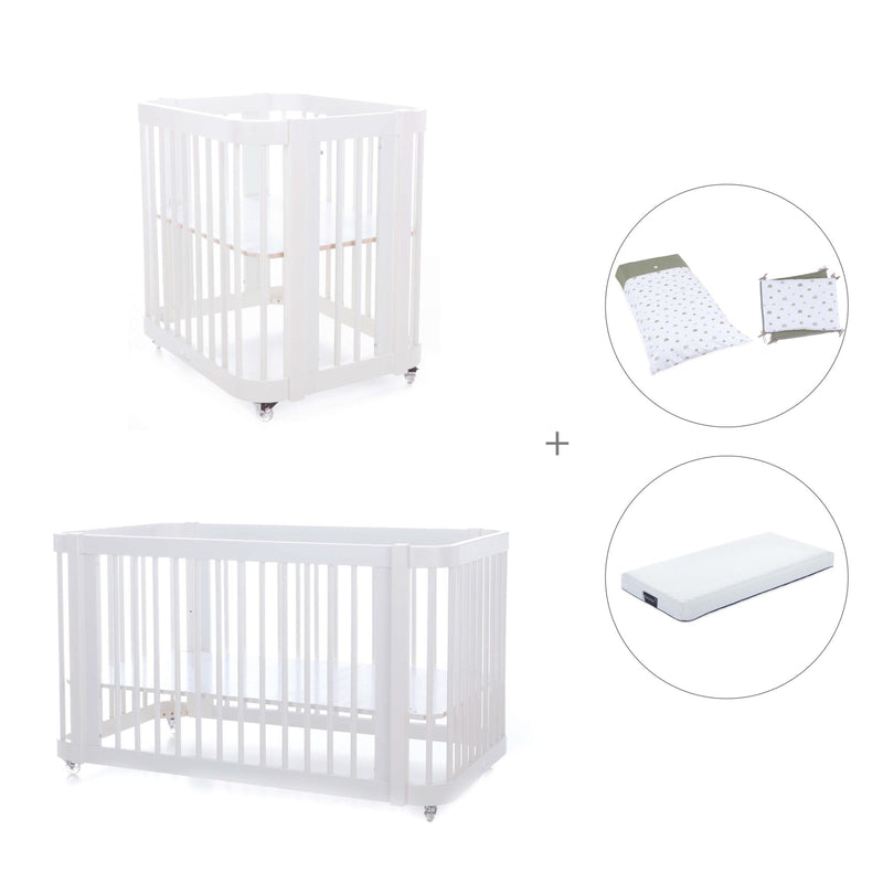 Berceau, lit bébé et lit d'enfant (4in1) en blanc · Crea Tre Bianco C301-M1100