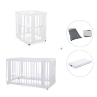 Babywiege, Babybett und Bett All-in-One (4in1) weiß · Crea Tre Bianco C301-M1100