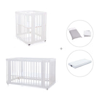 Babywiege, Babybett und Bett All-in-One (4in1) weiß · Crea Tre Bianco C301-M1100