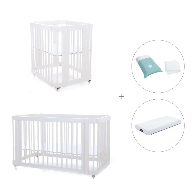 White crib, cot and bed all-in-one (4in1) · Crea Tre Bianco C301-M1100