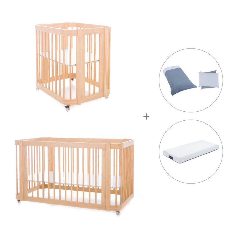 Wooden crib, cot and bed all-in-one (4in1) · Crea Tre Nomad C301-M5000