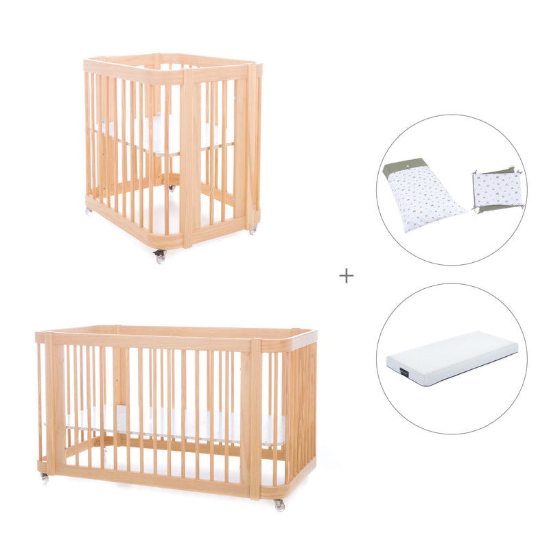 Wooden crib, cot and bed all-in-one (4in1) · Crea Tre Nomad C301-M5000