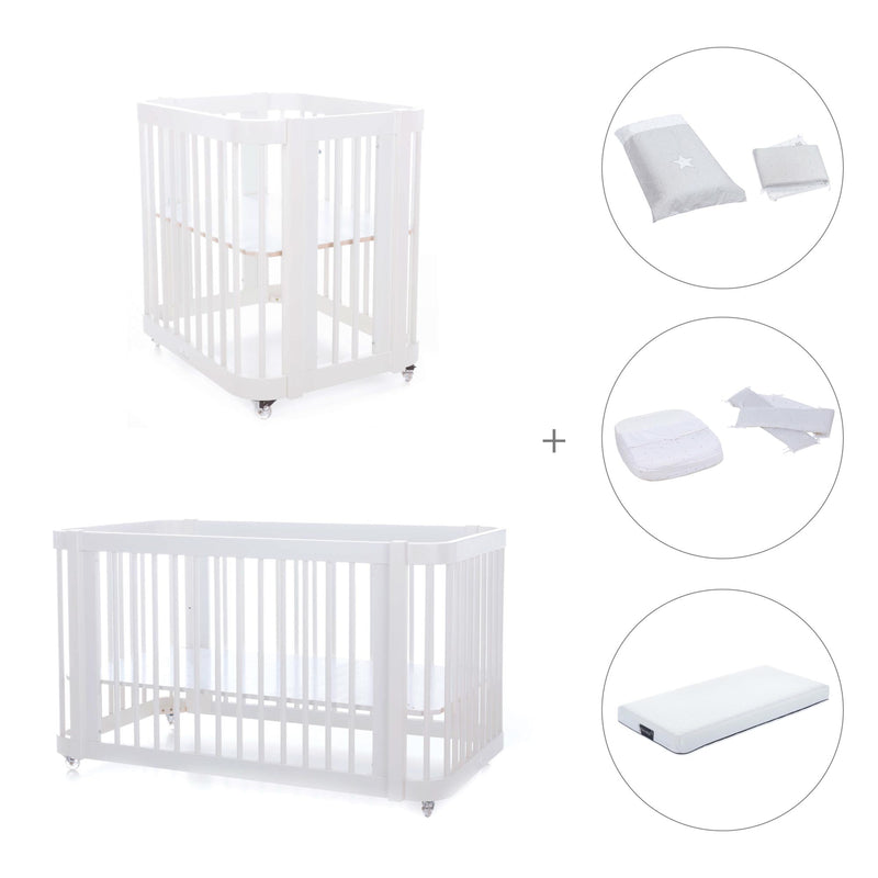 White crib, cot and bed all-in-one (4in1) · Crea Tre Bianco C301-M1100