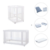 Babywiege, Babybett und Bett All-in-One (4in1) weiß · Crea Tre Bianco C301-M1100