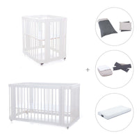 White crib, cot and bed all-in-one (4in1) · Crea Tre Bianco C301-M1100