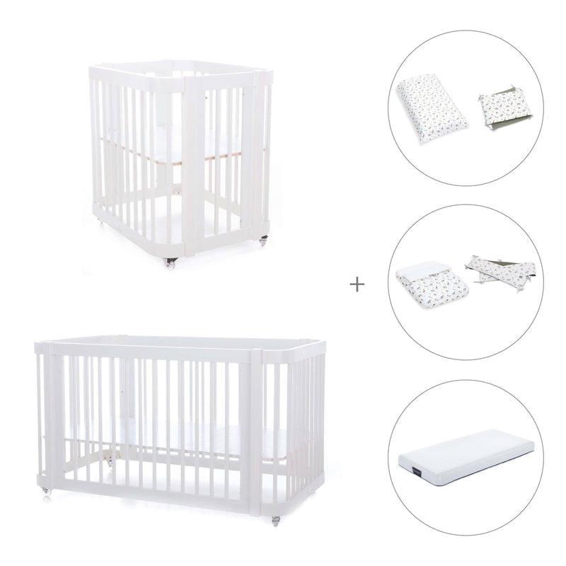 Babywiege, Babybett und Bett All-in-One (4in1) weiß · Crea Tre Bianco C301-M1100