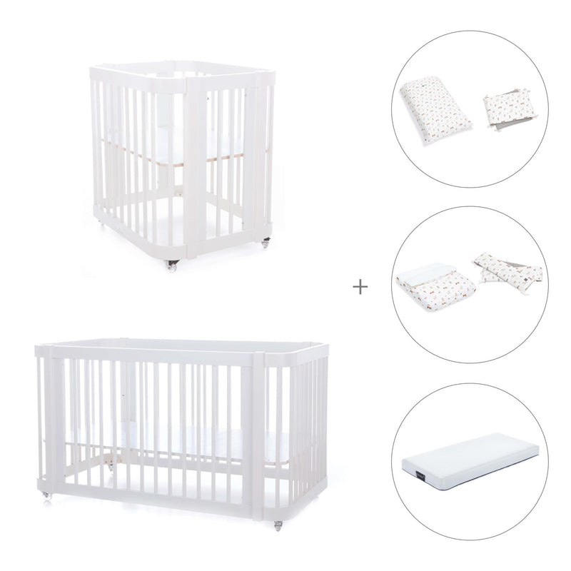 Berceau, lit bébé et lit d'enfant (4in1) en blanc · Crea Tre Bianco C301-M1100