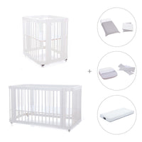 Babywiege, Babybett und Bett All-in-One (4in1) weiß · Crea Tre Bianco C301-M1100