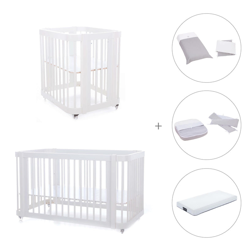 Crib, cot and bed all-in-one (4in1) Crea Tre White 60x80 and 70x140 - C301