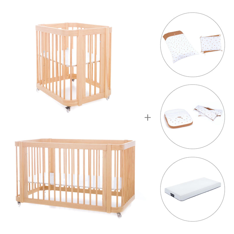 Wooden crib, cot and bed all-in-one (4in1) · Crea Tre Nomad C301-M5000