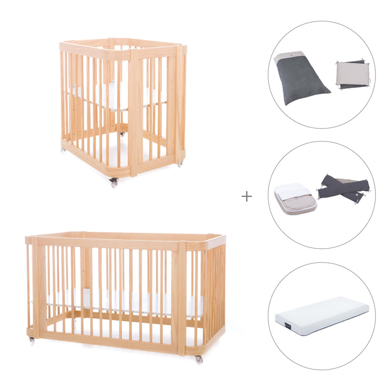 Wooden crib, cot and bed all-in-one (4in1) · Crea Tre Nomad C301-M5000