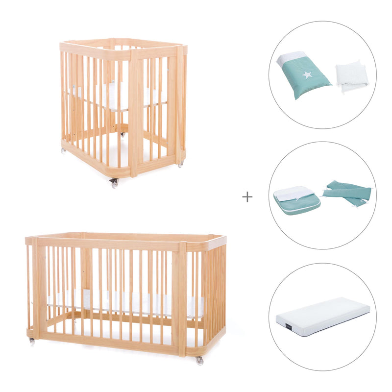 Wooden crib, cot and bed all-in-one (4in1) · Crea Tre Nomad C301-M5000