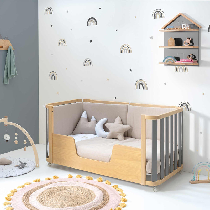 Lit bébé-Lit d'enfant 70x140 cm (3in1) bois/gris · Crea Plus Due C350-M5058