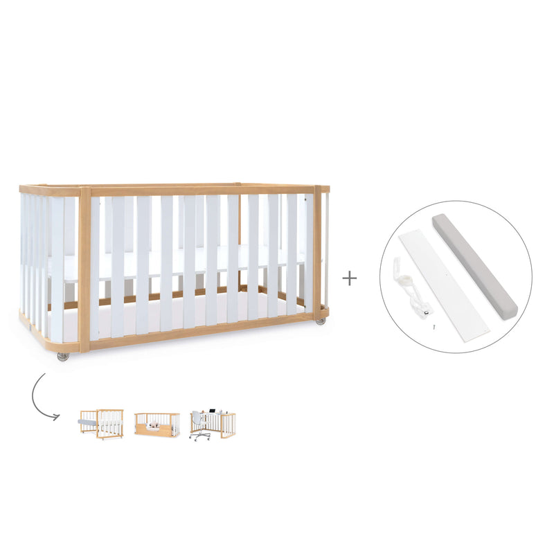 Babybett-Bett 70x140 cm (3in1) Holz/weiss · Crea Plus Due C350-M5011
