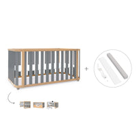 Lit bébé-Lit d'enfant 70x140 cm (3in1) bois/gris · Crea Plus Due C350-M5058