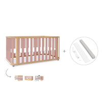 Lit bébé-Lit d'enfant 70x140 cm (3in1) bois/rose · Crea Plus Due C350-M5059