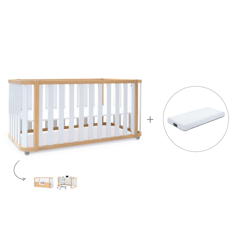 Babybett-Bett 70x140 cm (3in1) Holz/weiss · Crea Plus Due C350-M5011