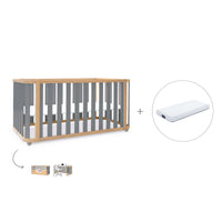 Lit bébé-Lit d'enfant 70x140 cm (3in1) bois/gris · Crea Plus Due C350-M5058