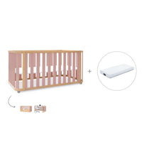 Lit bébé-Lit d'enfant 70x140 cm (3in1) bois/rose · Crea Plus Due C350-M5059