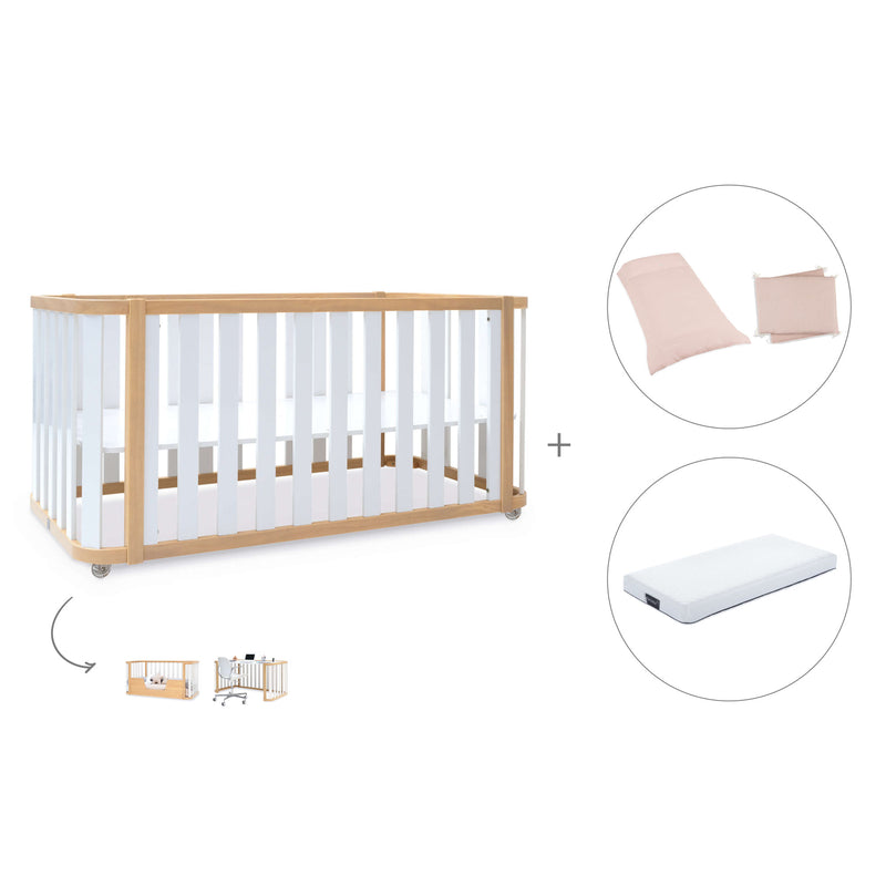 Babybett-Bett 70x140 cm (3in1) Holz/weiss · Crea Plus Due C350-M5011