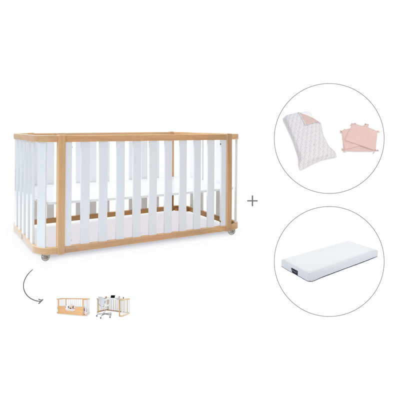 Babybett-Bett 70x140 cm (3in1) Holz/weiss · Crea Plus Due C350-M5011