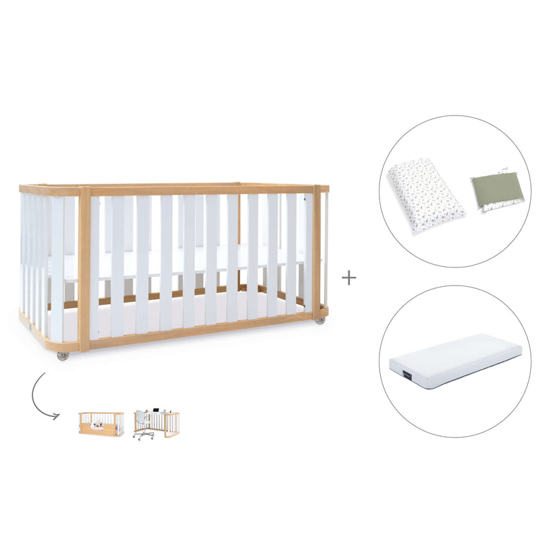 Babybett-Bett 70x140 cm (3in1) Holz/weiss · Crea Plus Due C350-M5011