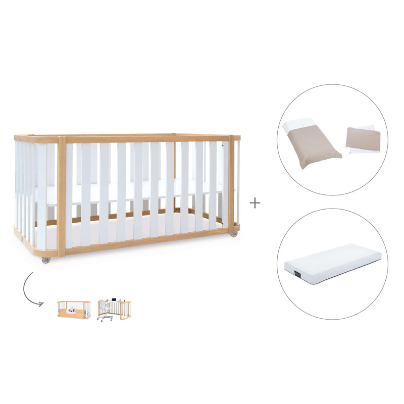 Babybett-Bett 70x140 cm (3in1) Holz/weiss · Crea Plus Due C350-M5011