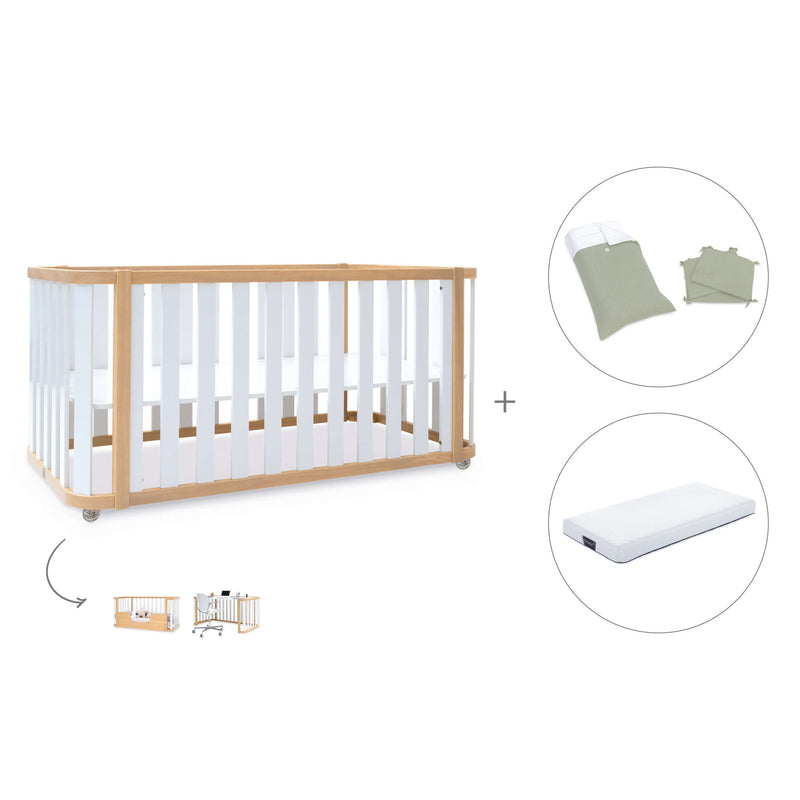 Babybett-Bett 70x140 cm (3in1) Holz/weiss · Crea Plus Due C350-M5011
