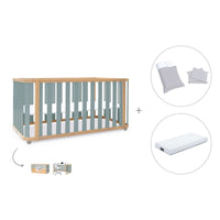 Lit bébé-Lit d'enfant 70x140 cm (3in1) bois/vert · Crea Plus Due C350-M5057