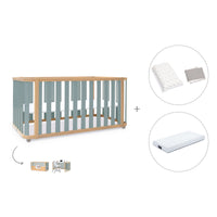 Lit bébé-Lit d'enfant 70x140 cm (3in1) bois/vert · Crea Plus Due C350-M5057
