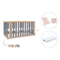 Lit bébé-Lit d'enfant 70x140 cm (3in1) bois/gris · Crea Plus Due C350-M5058
